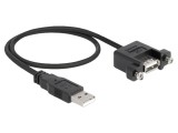 Cablu USB 2.0 DELOCK 0,5m USB A soclu - mufă negru 24AWG/28AWG 85461