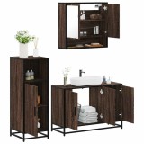 VidaXL Set mobilier de baie, 3 piese, stejar maro, lemn prelucrat