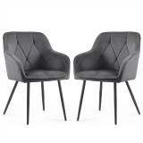Set 2 scaune dining tapitate catifea gri grafit Diamante Akord Furniture Factory 120 kg