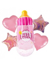 Set 6 baloane folie biberon IT&#039;S A GIRL