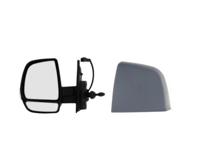 Oglinda usa exterioara Fiat Doblo, 01.20, View Max, partea stanga, regl. manuala; carcasa grunduita; sticla separata; geam cromat; 8 gauri / 2 pini;