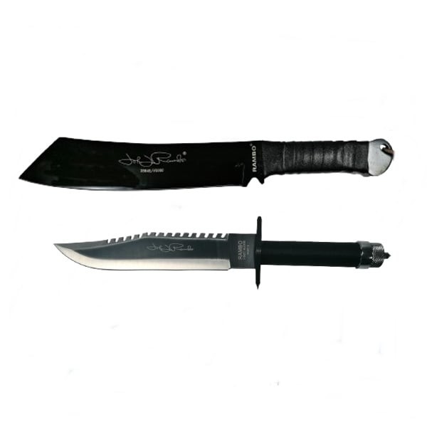 Set Cutit de vanatoare,40 cm si Maceta Rambo 56,5 cm, DEPOX&reg;, Teaca inclusa