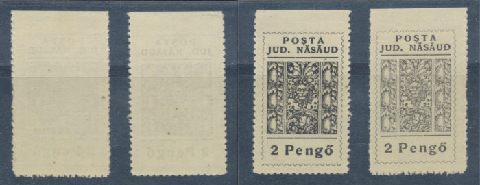 ROMANIA Ardealul de Nord 1944 Nasaud 2 timbre locale, gri &amp; negru MNH