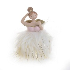 Set 6 ornamente Angel Fluffy Gold 6 x 10 cm