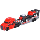 Camion Dickie Toys Massey Ferguson Micro Farm Truck 32 cm cu tractor si presa de balotat, Jada Toys