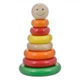 Jucarie educativa Montessori pentru bebelusi si copii, turn de stivuit forme din lemn, multicolor, Oem