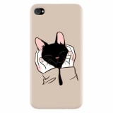 Husa silicon pentru Apple Iphone 4 / 4S, Th Black Cat In Hands