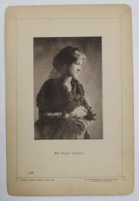 Mad. SOPHIE CANDIANO , FOTOGRAFIE DIN ALBUMUL NATIONAL , SERIE DE BUCAREST , EDITEUR LYONEL BONDY , FOTOGRAF W. CRONENBERG , CCA . 1900 foto