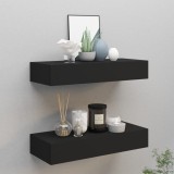 Dulapuri de perete cu sertare 2 buc. negru 60x23,5x10 cm MDF GartenMobel Dekor, vidaXL