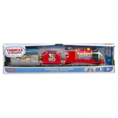 THOMAS LOCOMOTIVA MOTORIZATA GRAFFITI JAMES CU 2 VAGOANE SuperHeroes ToysZone foto