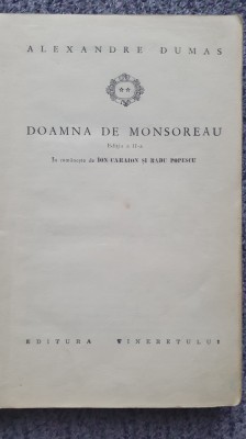 Doamna de Monsoreau, vol II, Alexandre Dumas, Ed Tineretului 1968, 446 pagini foto