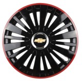 Cumpara ieftin Set 4 Capace Roti pentru Chevrolet, model Falcon Black Cu Rama Rosie, R16, CHEVROLET
