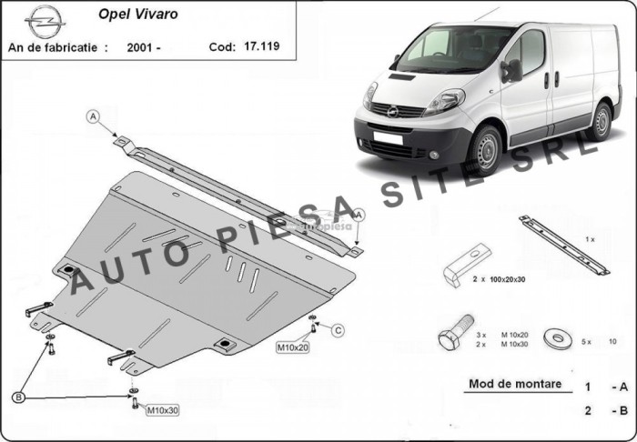 Scut metalic motor Opel Vivaro fabricat incepand cu 2001 APS-17,119