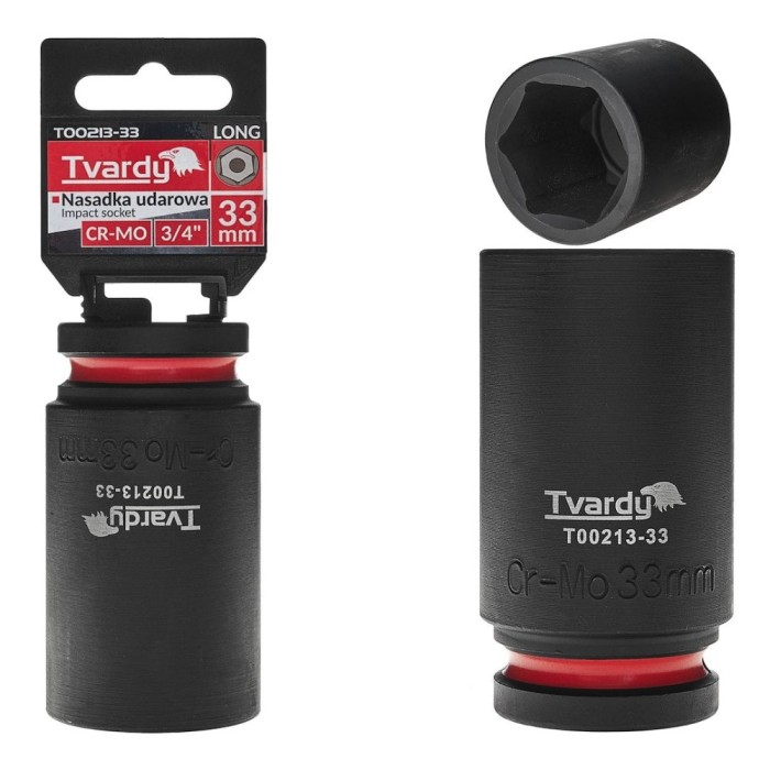 Cheie tubulara de impact in 6 puncte 3 / 4&quot;, 33 mm, Cr-Mo, Tvardy T00213-33