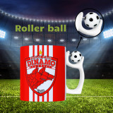 Cană cu minge fotbal &bdquo;Fotbal club Dinamo Bucuresti &rdquo;, v4, sport, fotbal, suporter, alba, 330 ml
