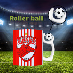 Cană cu minge fotbal „Fotbal club Dinamo Bucuresti ”, v4, sport, fotbal, suporter, alba, 330 ml