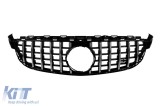 Grila tip GT crom/neagra potrivita pentru Mercedes C-Class C63 W205 sedan, S205 break 2014-2020 fara deschidere pentru camera, pentru modelul cu bara