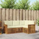 vidaXL Seturi de canapele 4 pcs Natural și Crem Lemn Solid de Acacia 3374725