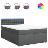 Cumpara ieftin Pat box spring cu saltea, gri inchis, 140x200 cm, textil