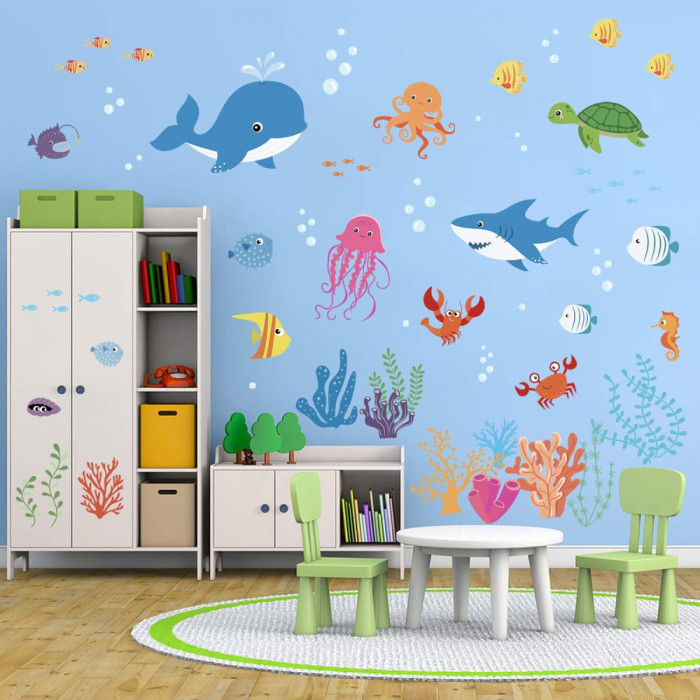 dalmile Under the Sea Delfin Pește Autocolante de perete Decor de perete pentru