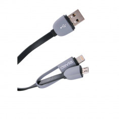 Cablu de Incarcare si Sincronizare Devia Speed 2 in 1 Lightning si MicroUSB 1m Negru foto