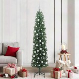 vidaXL Brad de Crăciun artificial Verde 210 cm PVC și oțel și plastic 3394959