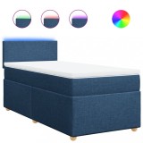 Cumpara ieftin Pat box spring cu saltea, albastru, 80x200 cm, textil