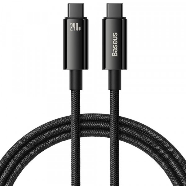 Cablu Date si Incarcare USB-C - USB-C Baseus Tungsten Gold, 240W, 2m, Negru CAWJ040101