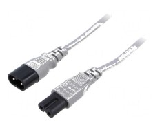 Cablu IEC C7 mamă - IEC C8 tată 1,8m gri 2,5A 2x0,75mm&sup2; PVC