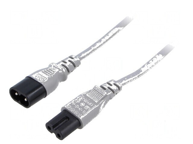 Cablu IEC C7 mamă - IEC C8 tată 1,8m gri 2,5A 2x0,75mm&sup2; PVC