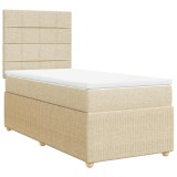 Cumpara ieftin Pat box spring cu saltea, crem, 90x200 cm, textil