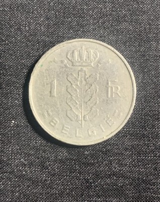 Moneda 1 franc 1958 Belgia foto