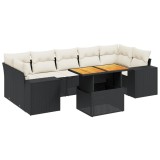 Cumpara ieftin Set mobilier de gradina cu perne, 8 piese, negru, poliratan