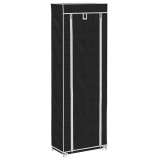 Cumpara ieftin Dulap pantofi material textil cu capac, negru, 57x 29x162 cm