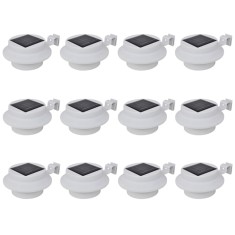 vidaXL Lămpi solare de exterior pentru gard cu LED, 12 buc., alb