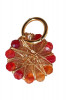 Pandantiv circular cu Agate de nuante de rosu, fir metalic de gilt auriu, RavariuArt