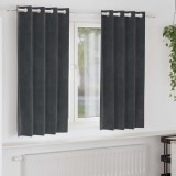 Draperii opace cu ocheți, 2 buc., gri deschis, catifea