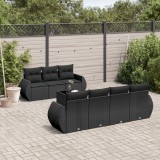 Cumpara ieftin Gossi set mobilier de gradina cu perne, 8 piese, negru, poliratan