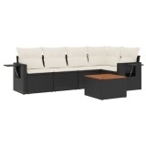 Cumpara ieftin Set mobilier de gradina cu perne, 6 piese, negru, poliratan