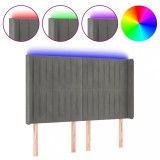 Cumpara ieftin Tablie de pat cu LED, gri deschis, 147x16x118/128 cm, catifea