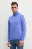 United Colors of Benetton pulover barbati, culoarea violet, light, cu guler