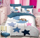 Cumpara ieftin Lenjerie Pat Bumbac 3D Owl 4 Piese (200x230, 240x250, 55x75, 70x70) cm, Negru/Alb/Rosu/Gri/Albastru/Verde