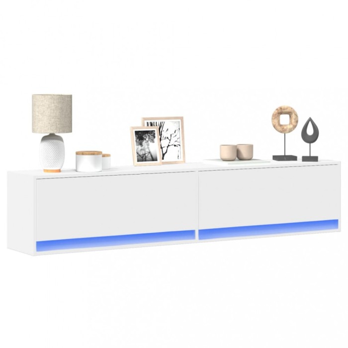 Gossi comoda tv de perete cu lumini led, alb, 180x31x38 cm