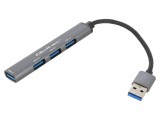 Hub USB A x4, USB 2.0/3.0, PnP, grafit