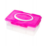 Cutie de depozitare pentru 24 oua din plastic, roz transparent
