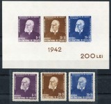 1942 , Lp 147 , Lp 148 , Titu Maiorescu , serie si colita nedantelata MNH