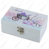 Cutie de bijuterii din lemn cu capac oglinda 16&times;10 CM &ndash; Lavender/Roaba decor