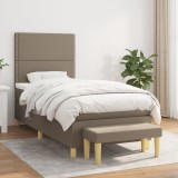 VidaXL Pat box spring cu saltea, gri taupe, 90x190 cm, textil