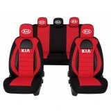 Set Huse Scaune Universale Racing, Visiniu cu Negru Personalizate cu Kia