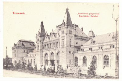 1605 - TIMISOARA, Railway Station, Romania - old postcard - used - 1908 foto